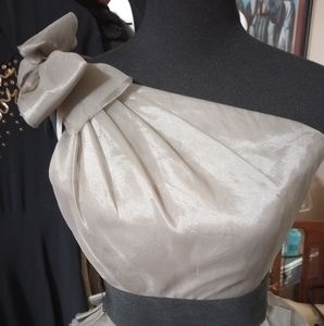 Vera Wang One Shoulder Dress in Silver and Black